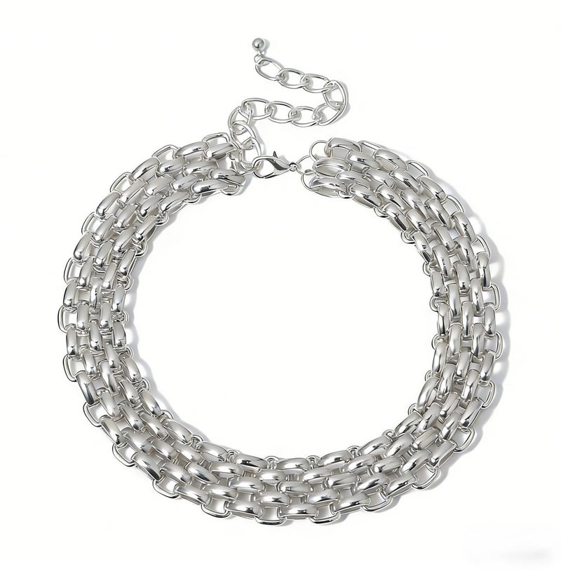 حقل قلادة فاخرة من الفضة المنسوجة: إكسسوار عصري متعدد الاستخدامات على الطراز الأوروبي والأمريكي - Image 1